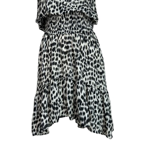 A.L.C Cody Leopard Print Silk Dress Mini Black White High Neck Sleeveless Size 4 - Picture 4 of 8